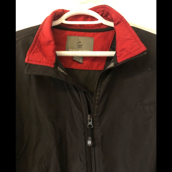 Black with red collar windbreaker, large, fits like M - Picture 2 of 5